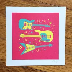 "Guitar" Art Print (6"x6")